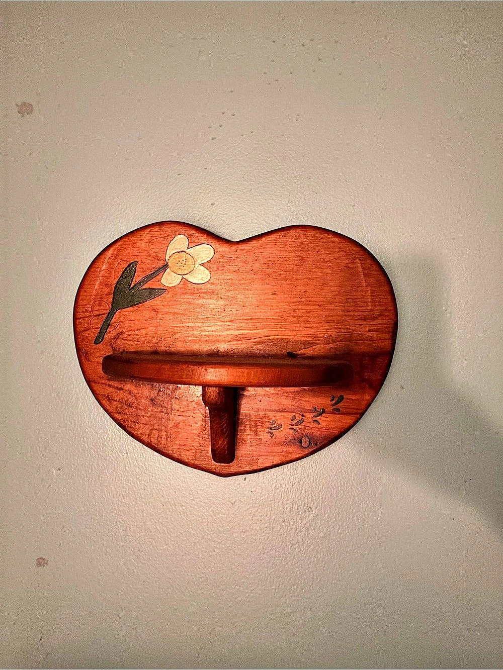 Heart-Shaped Wooden Wall Shelf in Brown